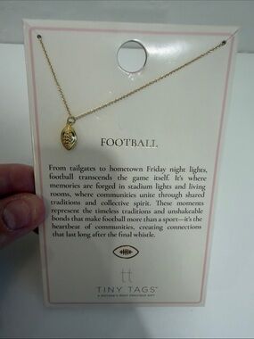 Gold Tiny Tags Football Charm Necklace